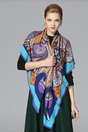 Wool Shawl For Women / Bright Colors, Multicolor / 45.3" x 45.3"/ 100% Wool/ Gift Ide