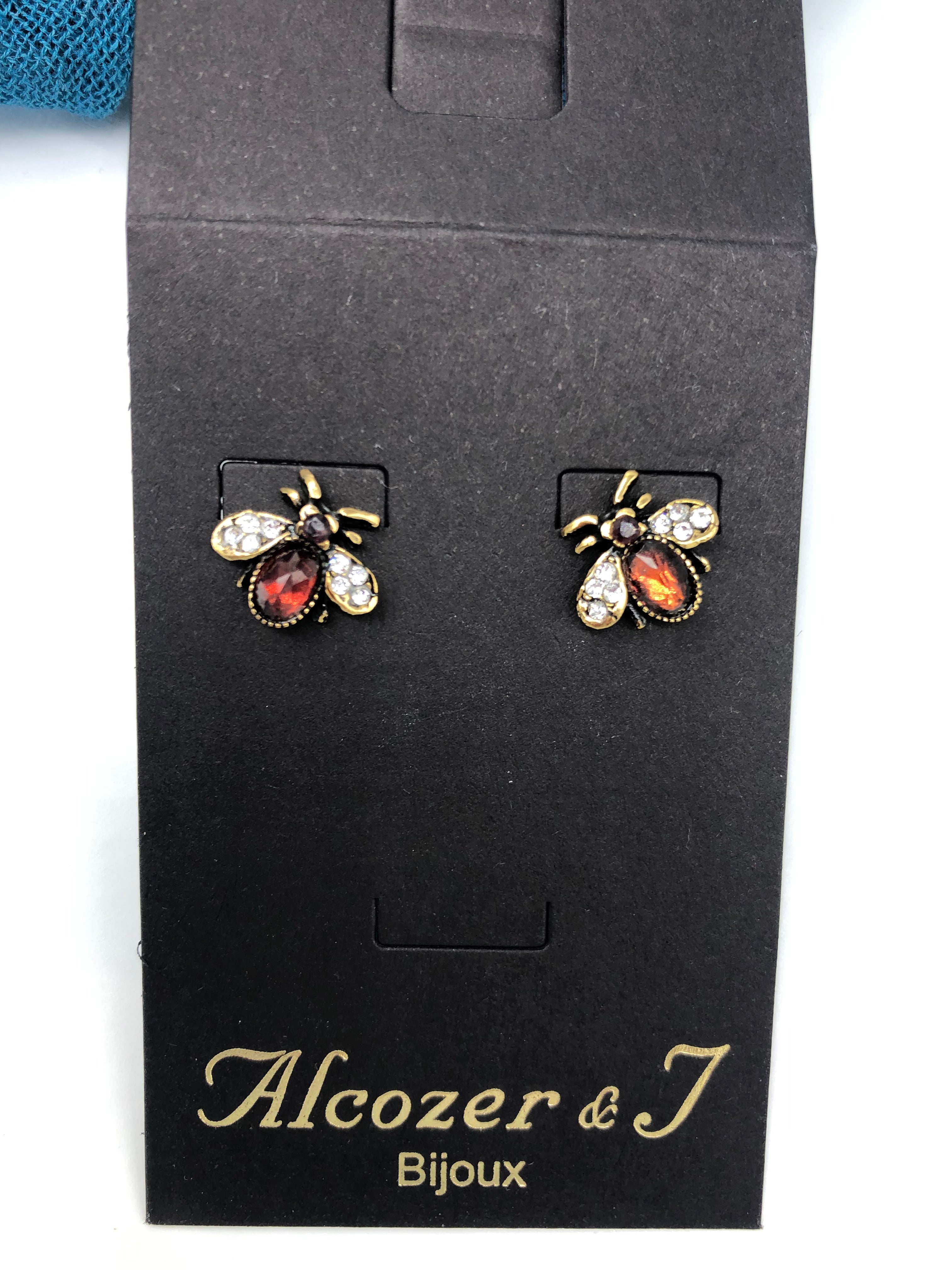bee studs gold