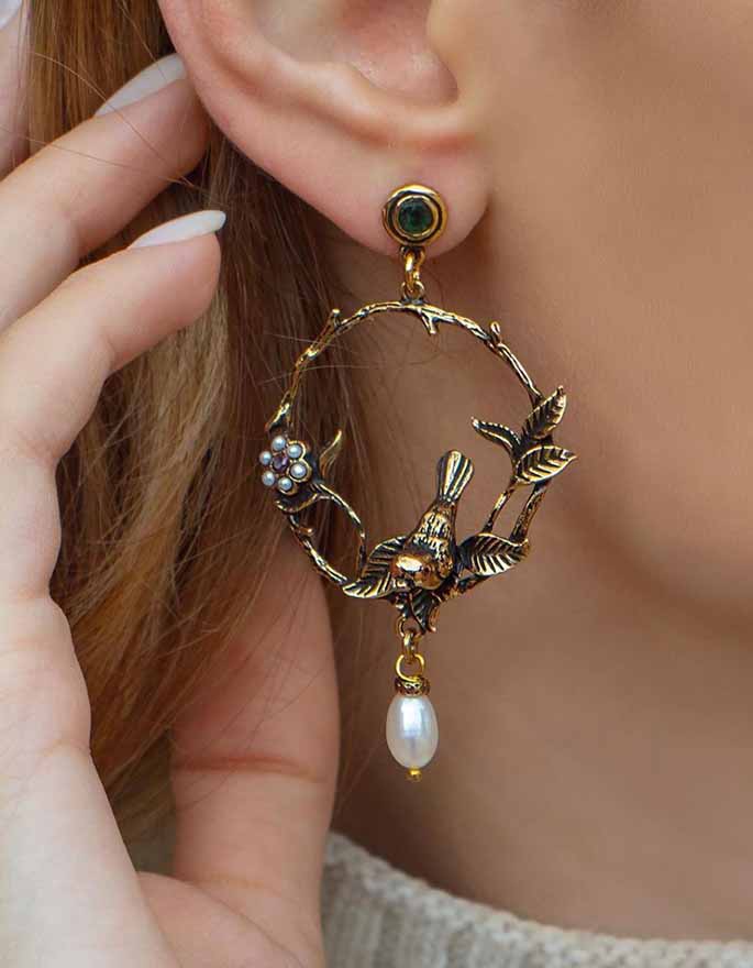 June gemstone earrings with pearls