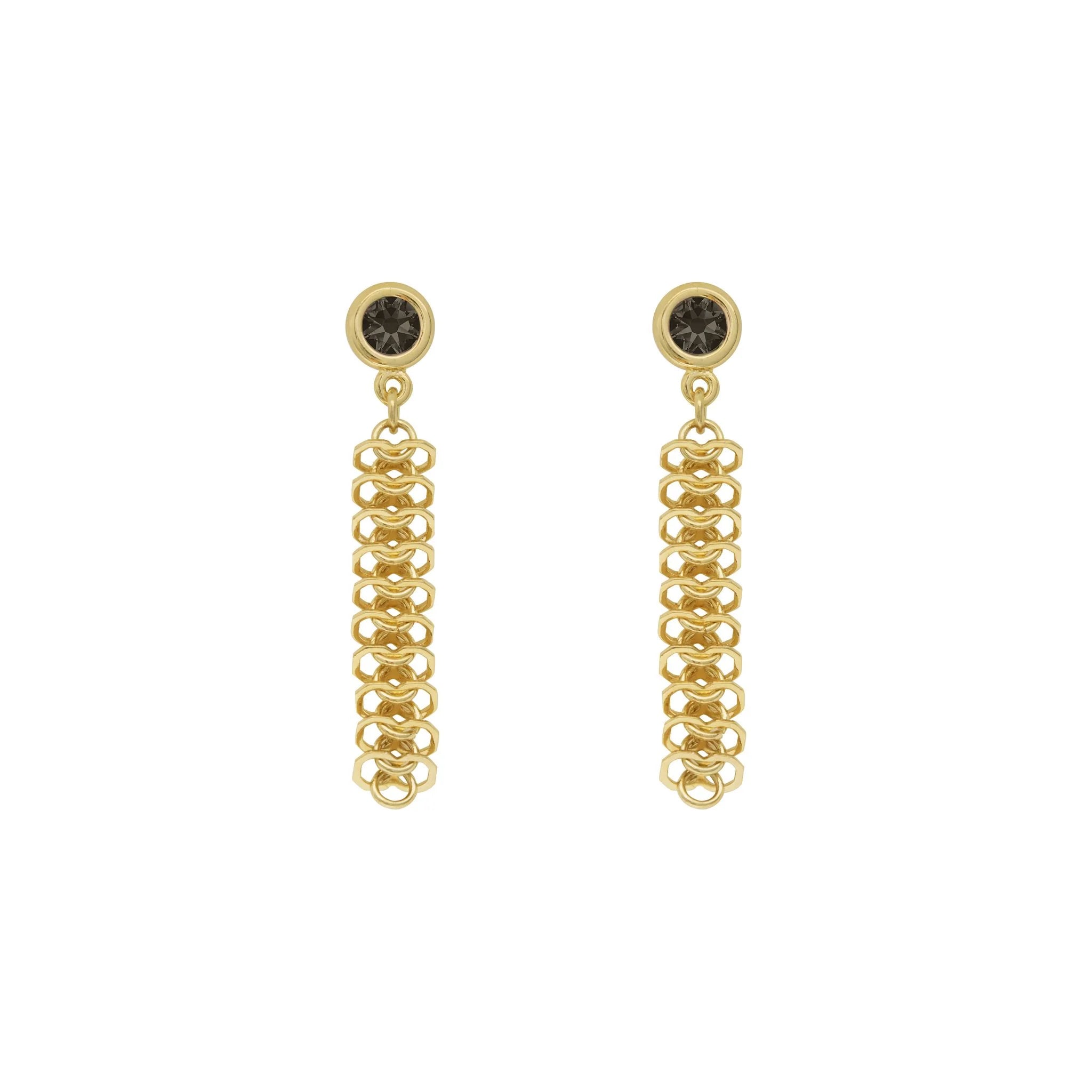 Vidda Black Crystal Chain Earrings