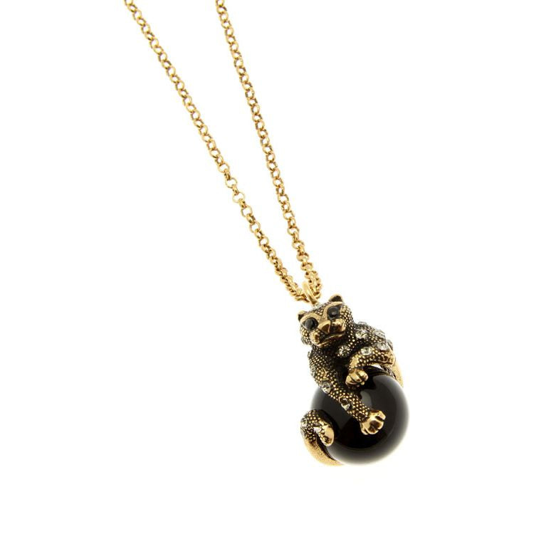 Alcozer Panther Necklace - Italian- Luxury With Onyx