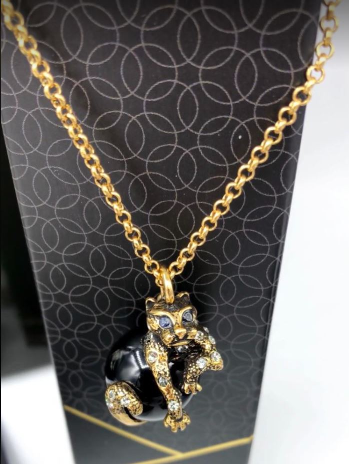Alcozer Panther Necklace - Italian- Luxury With Onyx - 0