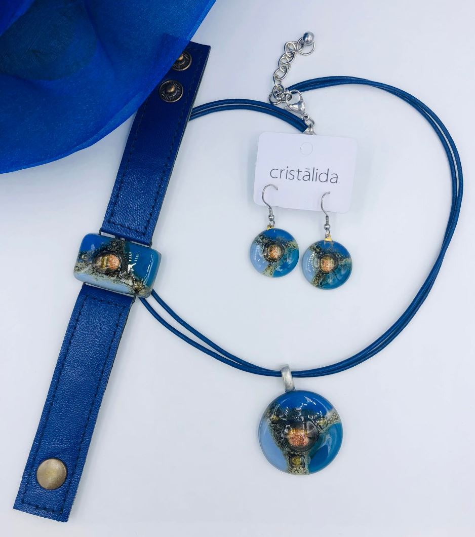 Cristalida Blue Fashion Jewelry Set / Necklace, Earrings, Bracelet / Gift Idea - 0