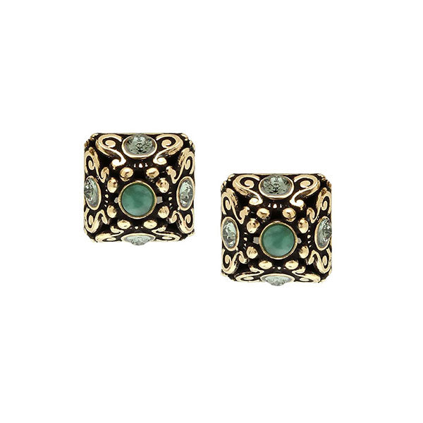 stud earrings with emeralds