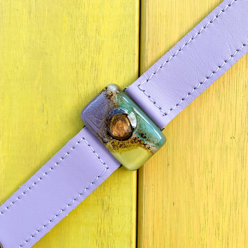 2 cm leather bracelet purple yellow - JOYasForYou