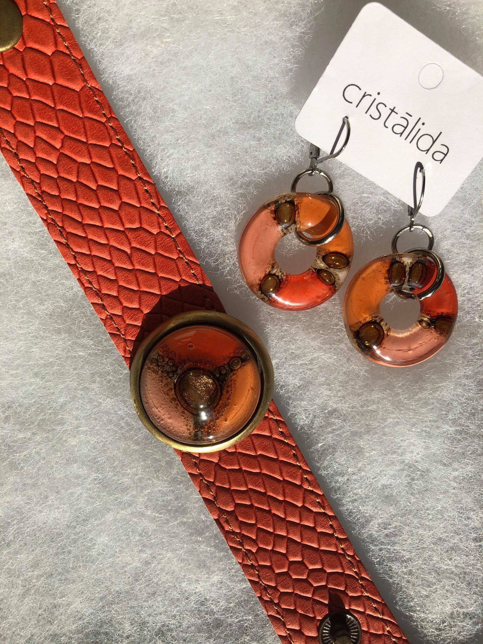 set orange blondie bracelet and earrings-5