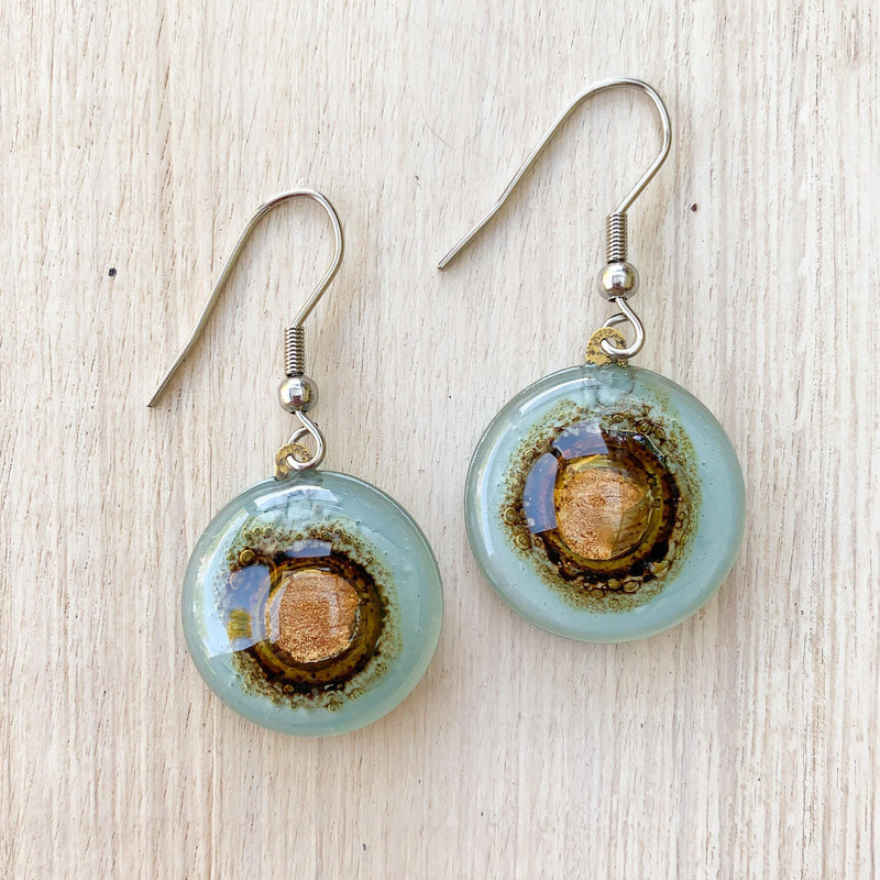 basic round earrings aqua blue - JOYasForYou
