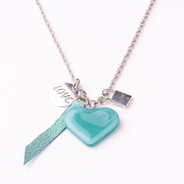 amour necklace aqua with heart pendant - JOYasForYou
