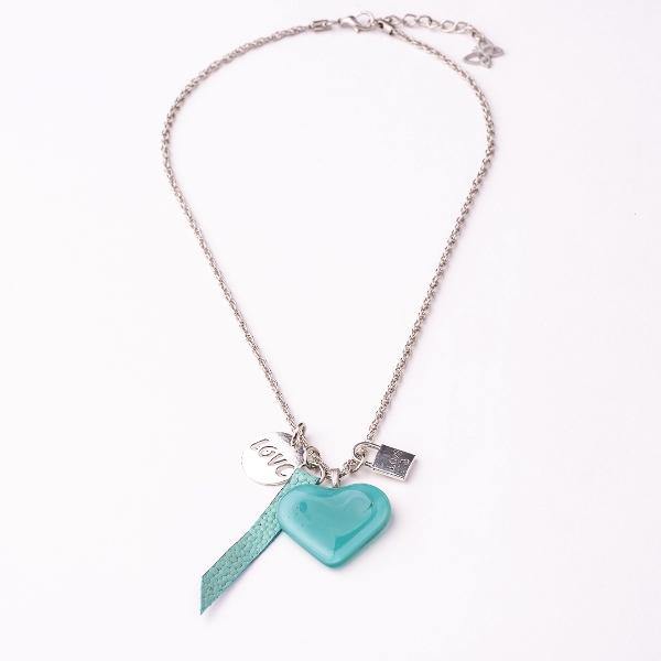 amour necklace aqua with heart pendant - JOYasForYou