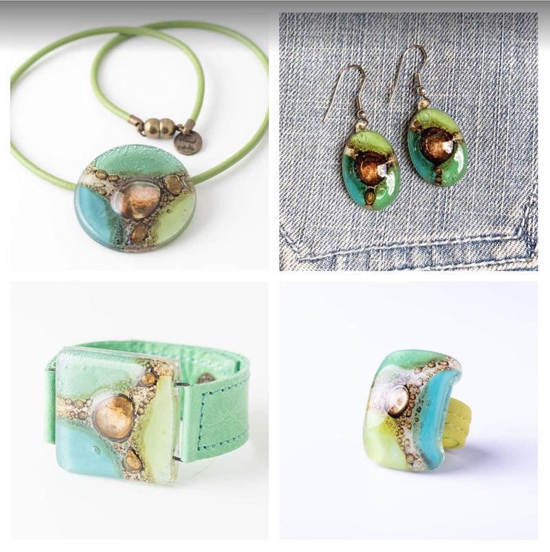 Cristalida Fashion Jewelry Set For Women, Green , Bracelet / Necklace / Earrings / Ring Gift Set