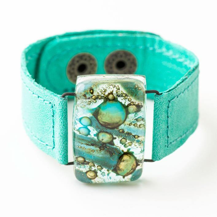 2 cm leather bracelet turquoise - JOYasForYou