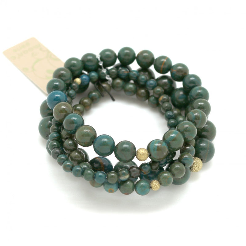 Moon C Jasper Stretch Bracelet For Women / Jasper Stones / Dark Green / Gift Idea / Gemstone Jewelry