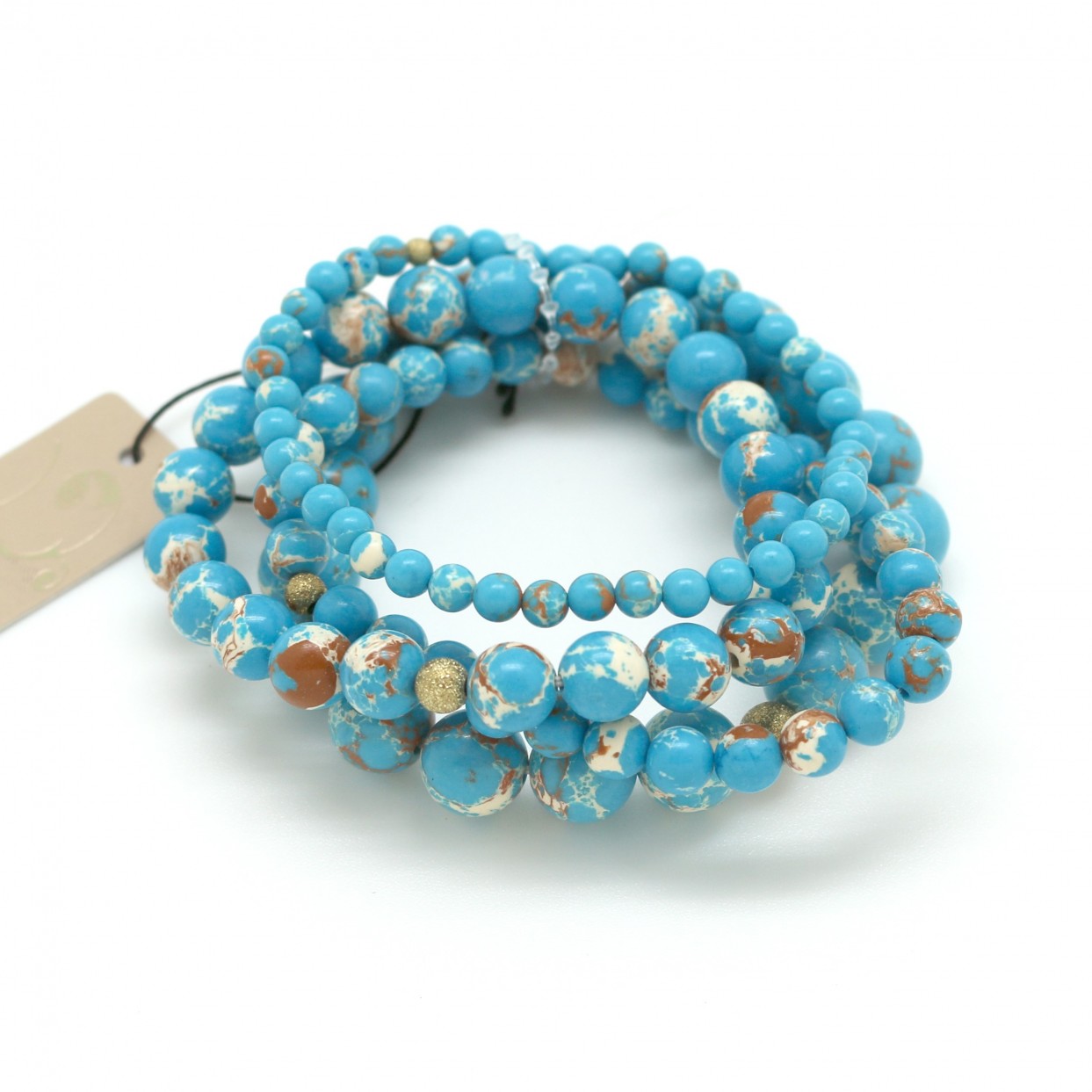 Moon C Jasper Stretch Bracelet For Women / Jasper Stones / Bright Blue, White / Gift Idea / Unique Bracelet