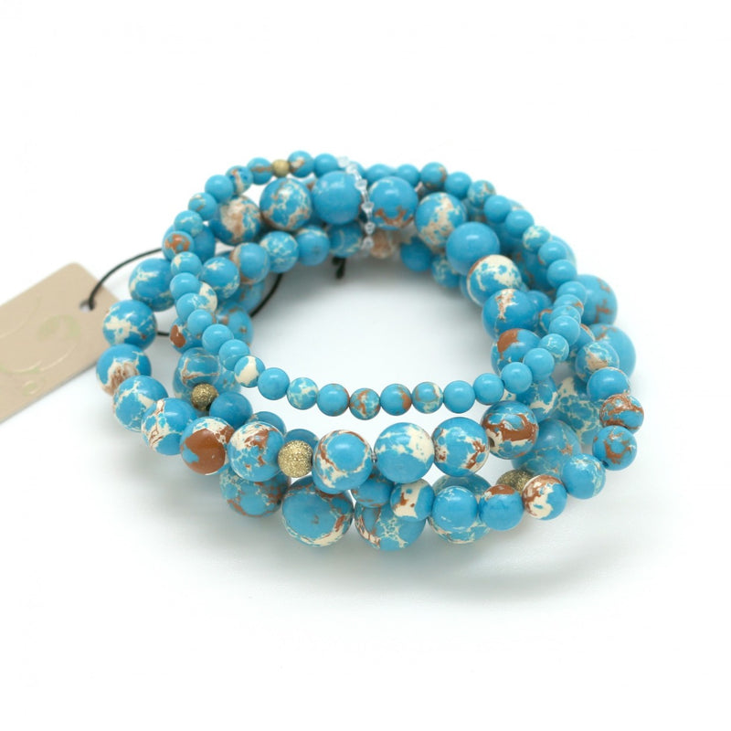 Moon C Jasper Stretch Bracelet For Women / Jasper Stones / Bright Blue, White / Gift Idea / Unique Bracelet
