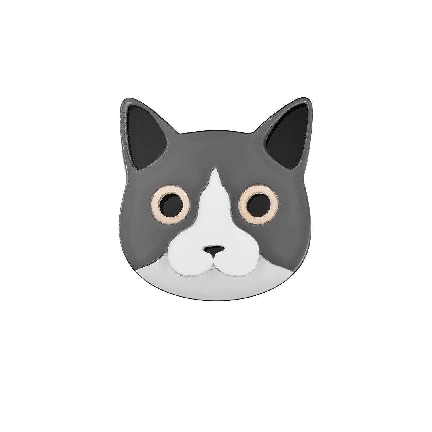 grey cat brooch - JOYasForYou
