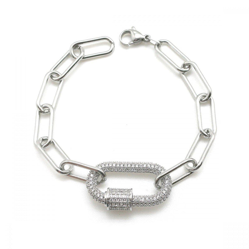 Habana Paris Fashion Chain Bracelet / Stainless Steel / Crystals / White / Costume Jewelry - JOYasForYou