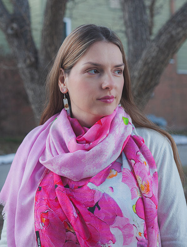 fashion scarf large size pink orchid made of modal