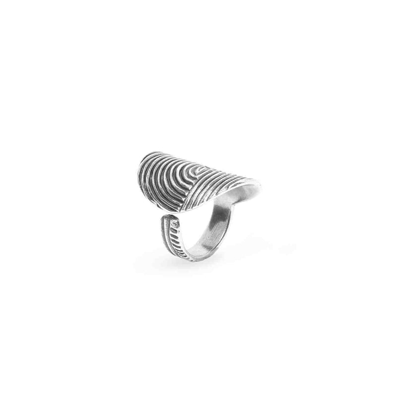 Ori Tao Flat Fashion Ring / Brass, Silver Patina / Casual Jewelry / Infinity