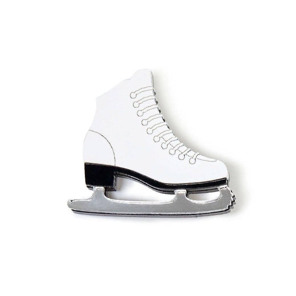 ice skate brooch white - JOYasForYou