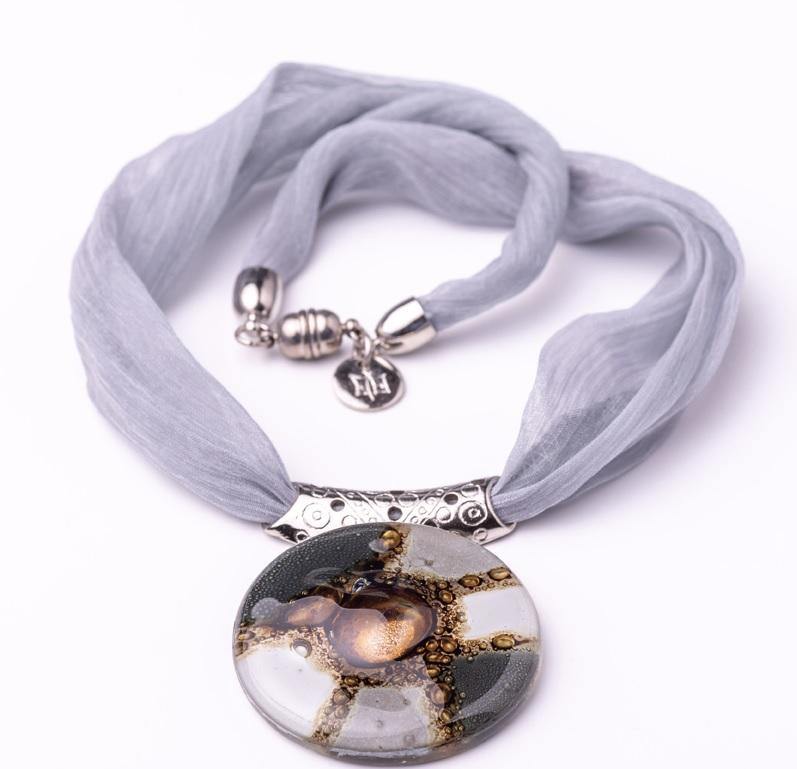 athenas necklace grey on a chiffon scarf - JOYasForYou