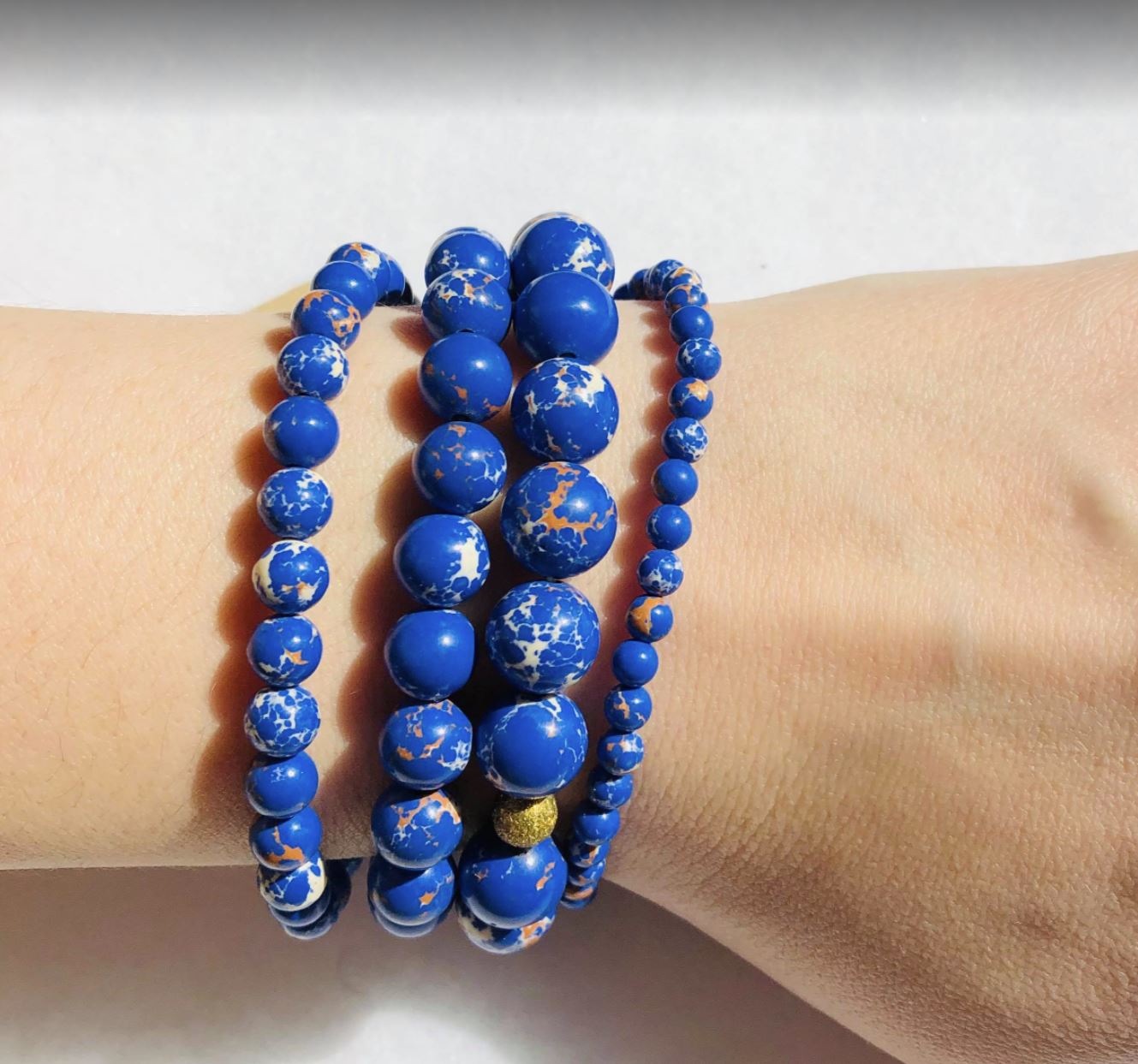 Moon C Jasper Stretch Bracelet For Women / Jasper Stones / Bright Blue / Gift Idea / Gemstones Jewelry
