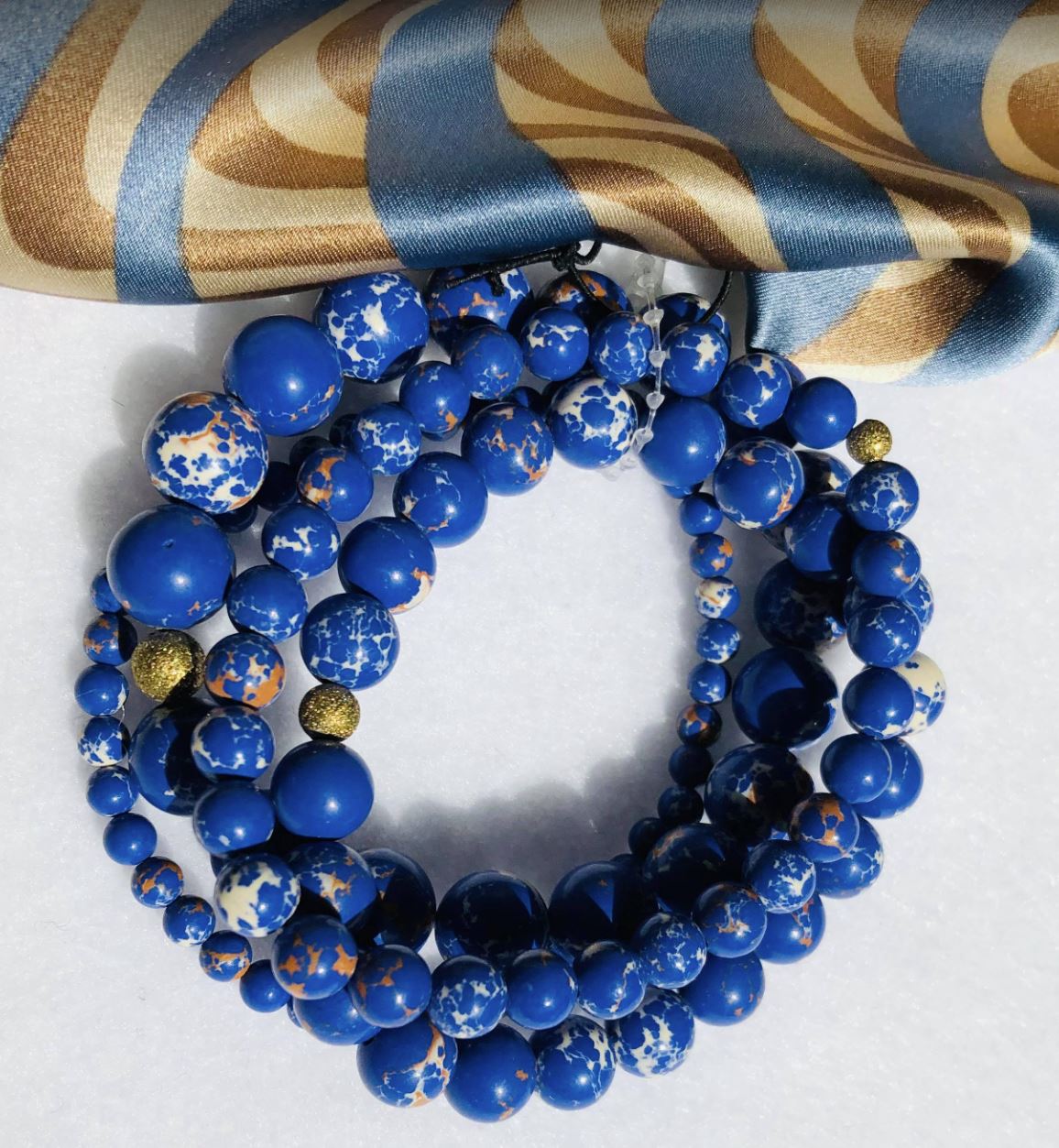 Moon C Jasper Stretch Bracelet For Women / Jasper Stones / Bright Blue / Gift Idea / Gemstones Jewelry-2