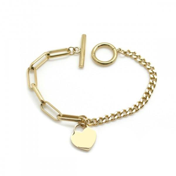Habana Paris Chain Bracelet For Women / Stainless Steel / Heart Charm/ Fashion Jewelry - JOYasForYou