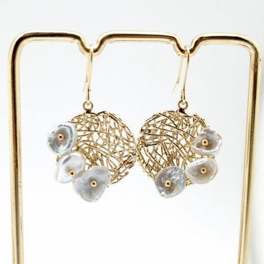 Habana Paris Costume Pearl Earrings For Women / Brass, Baroque Pearls / Fashion Jewelry - JOYasForYou