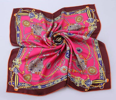 Fashion High Quality Silk Scarf  For Women / Bright Pink, Brown, Multicolor/ 35" x 35", 14 mm / 100% Silk twill / Gift Idea