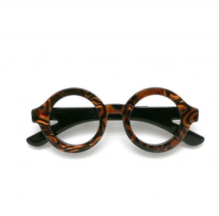 Moon C Glasses Brooch / Resin/ Brown, Black / Gift Idea / Funny Pin