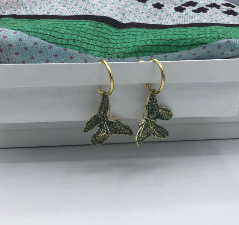 Kalliope Hoop Butterfly Earrings: Greek Fashion Jewelry Statement - 0