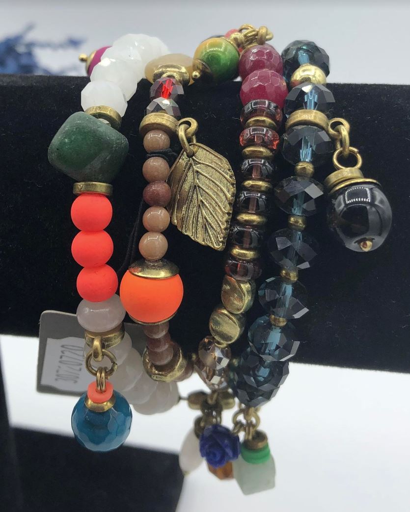Moon C Elastic Charm Bracelet For Women / Gemstones / Multi Color / Gift Idea / Boho Chic Jewelry - 0