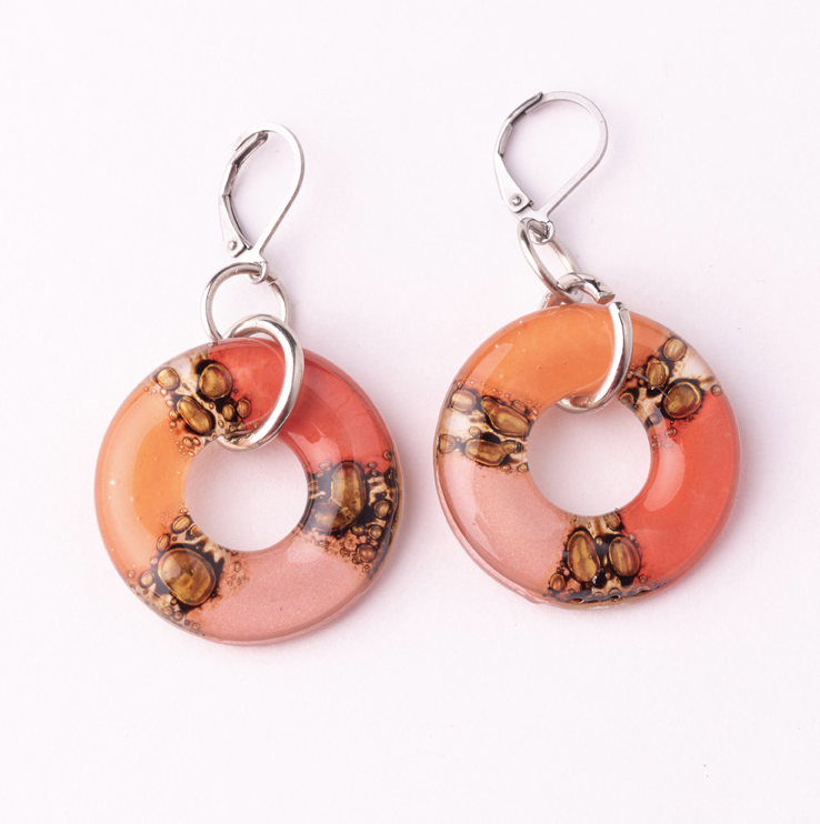 donita earrings pink orange - JOYasForYou