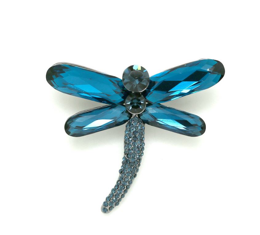 Moon C Dragonfly Brooch / Crystals / Blue / Pin / 2*2 Inches-1