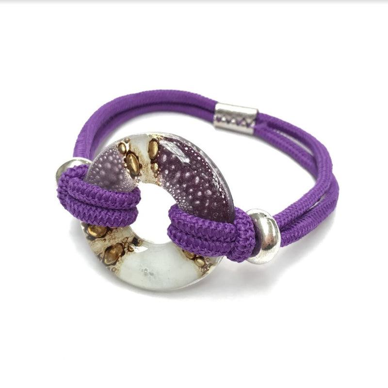 Cristalida  Stretch Bracelet / Fused Glass, Elastic/ Bright Purple / Fashion Jewelry / Infinito