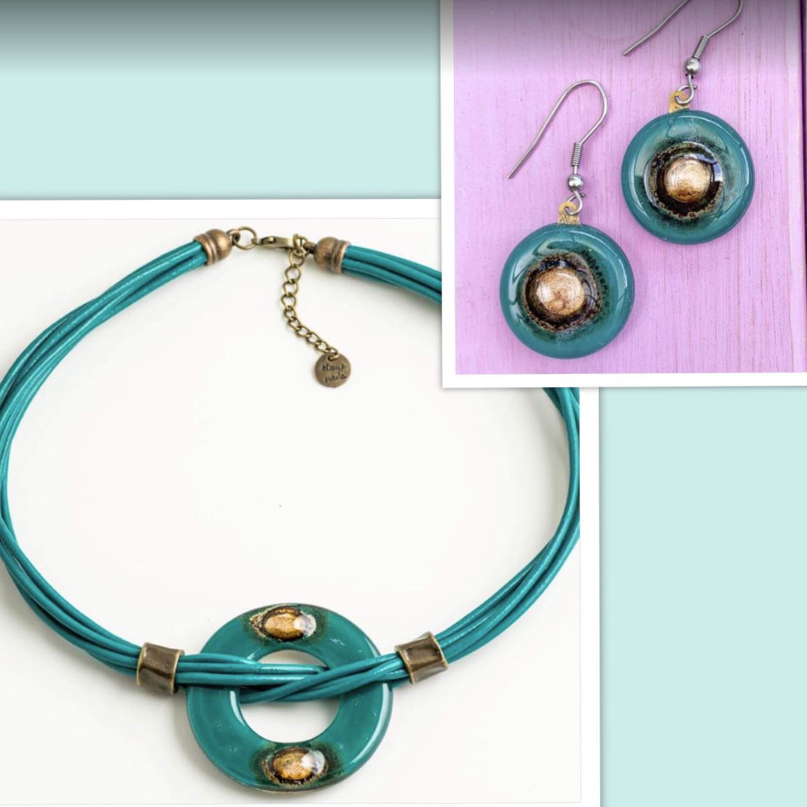 Cristalida Jewelry Set For Women / Short Necklace, Earrings / Dark Emerald / Gift Set-1