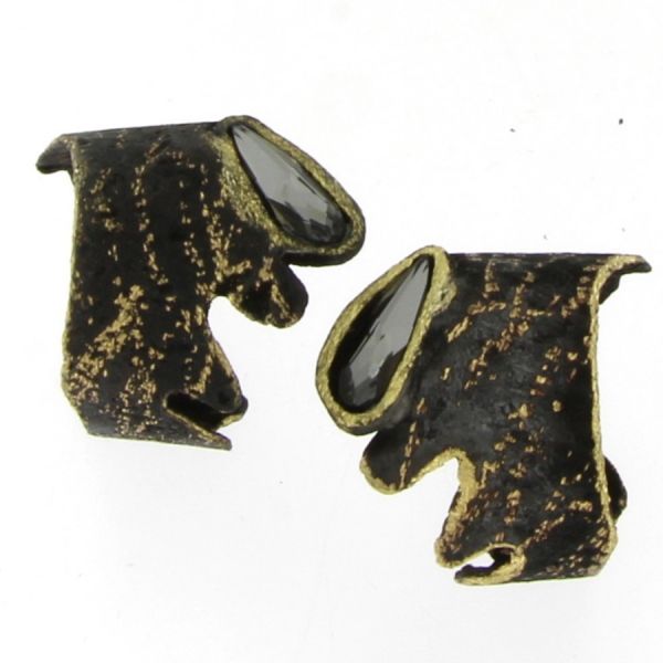Kalliope Small Hoop Earrings / Brass, Swarovski Crystal / Black, Grey / Fashion Jewelry