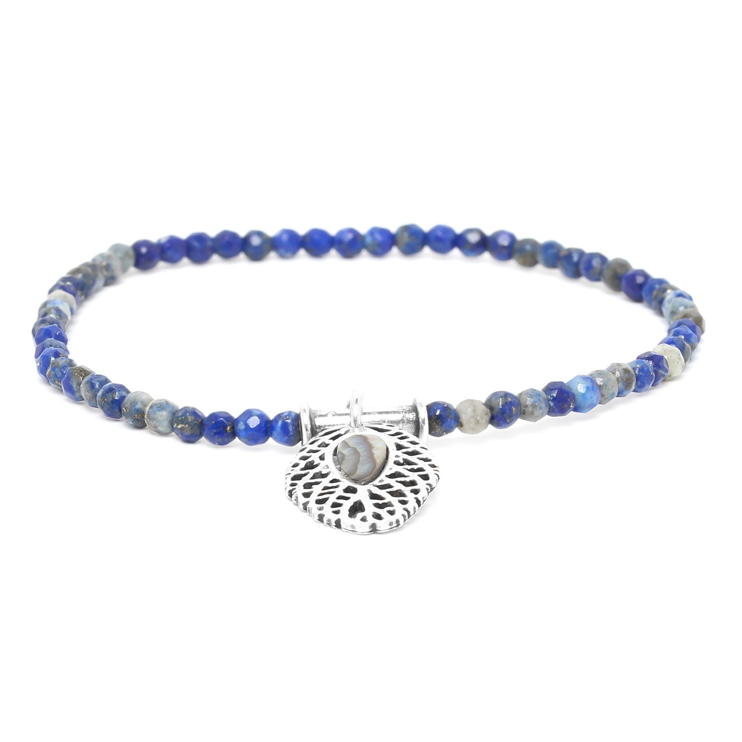 Nature Bijoux Fashion Bracelet / Brass, Lapis Lazuli, Paua  / Blue / Semi Precious Stones / Fittonia - 0