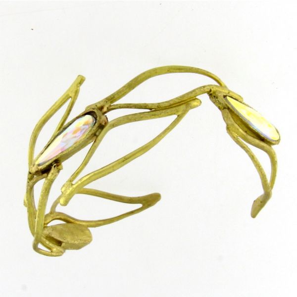 Kalliope Crystal Cuff Bracelet For Women / Brass, Swarovski Crystals / Clear / Stormy - 0