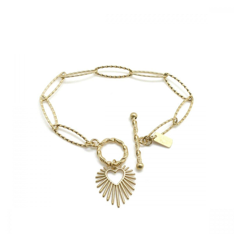 Habana Paris Chain Bracelet For Women / Stainless Steel / Heart Sun Charm/ Fashion Jewelry - JOYasForYou