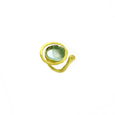Kalliope Open Ring For Women / Brass, Resin / Light Green / Adjustable Size / Costume Jewelry