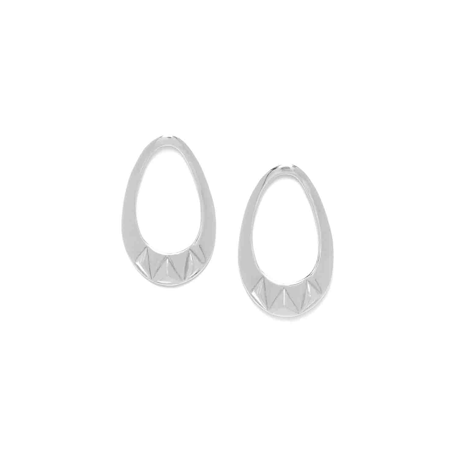 Ori Tao Drop Earrings / Brass, Silver Patina / Stylish Jewelry / Rokia-1