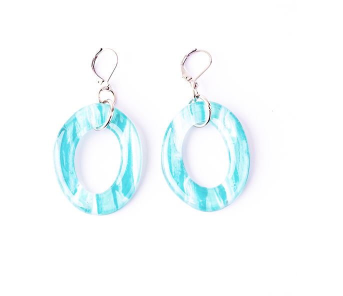 marie earrings aqua blue white - JOYasForYou