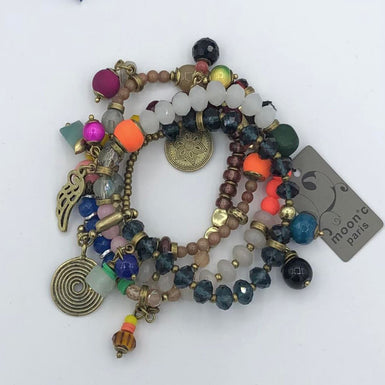 Moon C Elastic Charm Bracelet For Women / Gemstones / Multi Color / Gift Idea / Boho Chic Jewelry