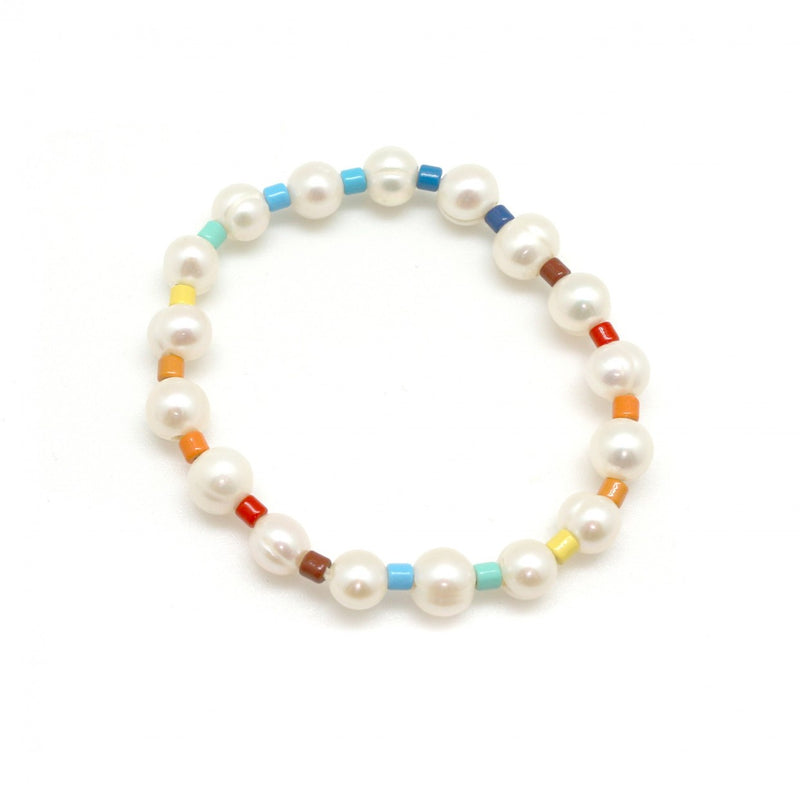 Habana Paris Stretch  Pearls Bracelet For Women / Freshwater Pearls, Glass Beads / Costume Jewelry