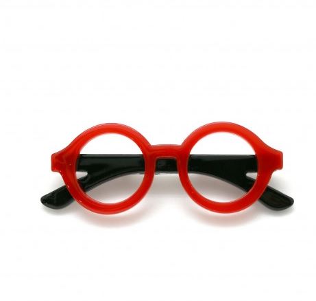 Moon C Glasses Brooch / Resin/ Red, Black / Gift Idea / Funny Pin
