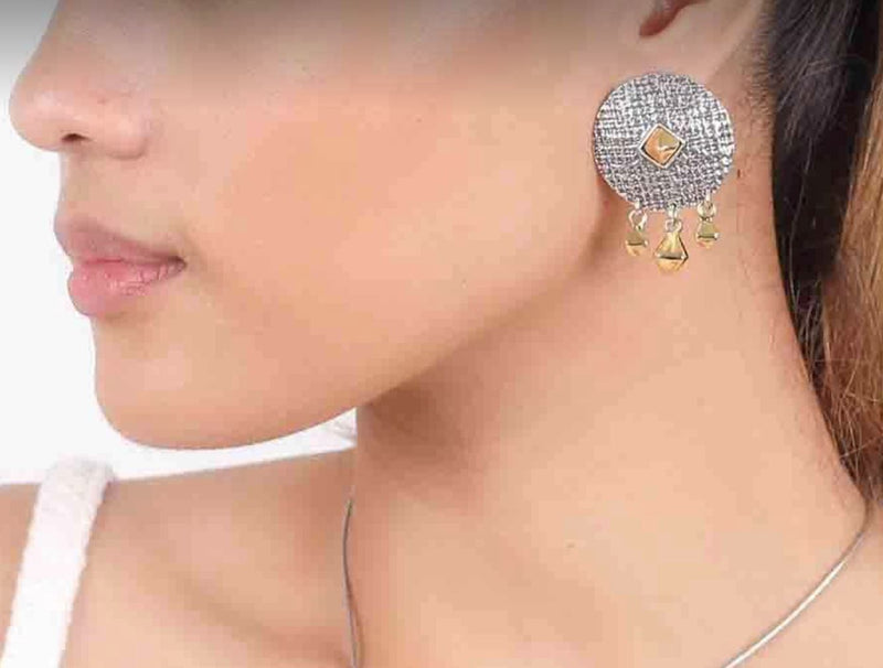 Ori Tao Fashion Jewelry Set / Adjustable Size Ring, Disc Earrings / Brass, Tin, 18K Fine Gold and Silver / Kampala