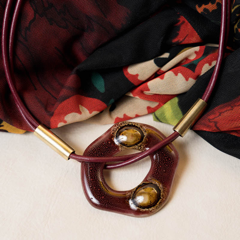 Cristalida Fashion Jewelry Set For Women, Burgundy Color, Bracelet / Necklace, Gift Set