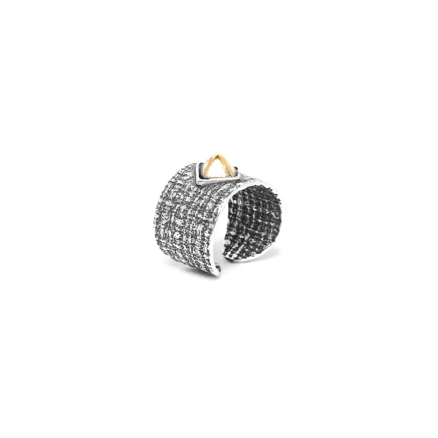 Ori Tao Wide Ring / Brass, Tin, 18K Fine Gold and Silver/ Stylish Ring / Kampala - 0