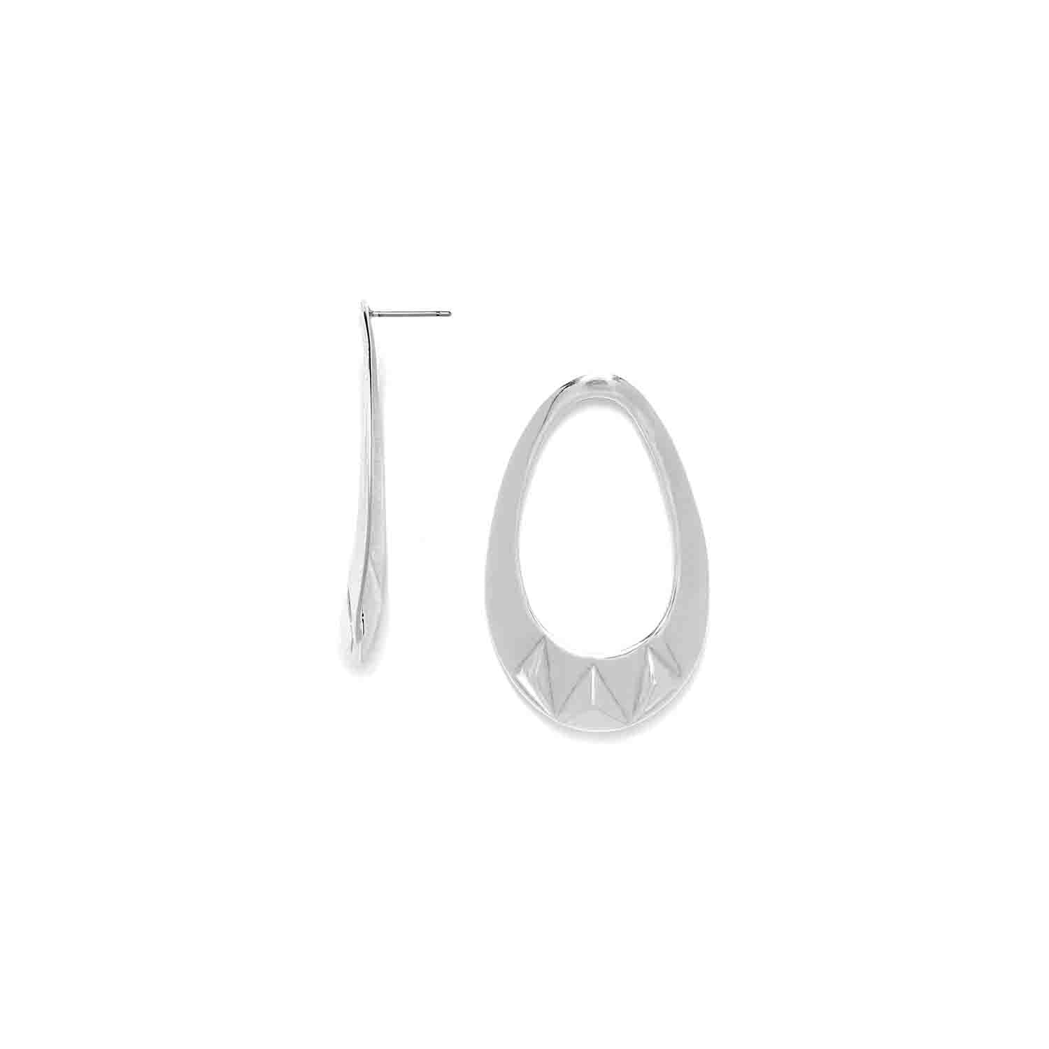 Ori Tao Drop Earrings / Brass, Silver Patina / Stylish Jewelry / Rokia - 0